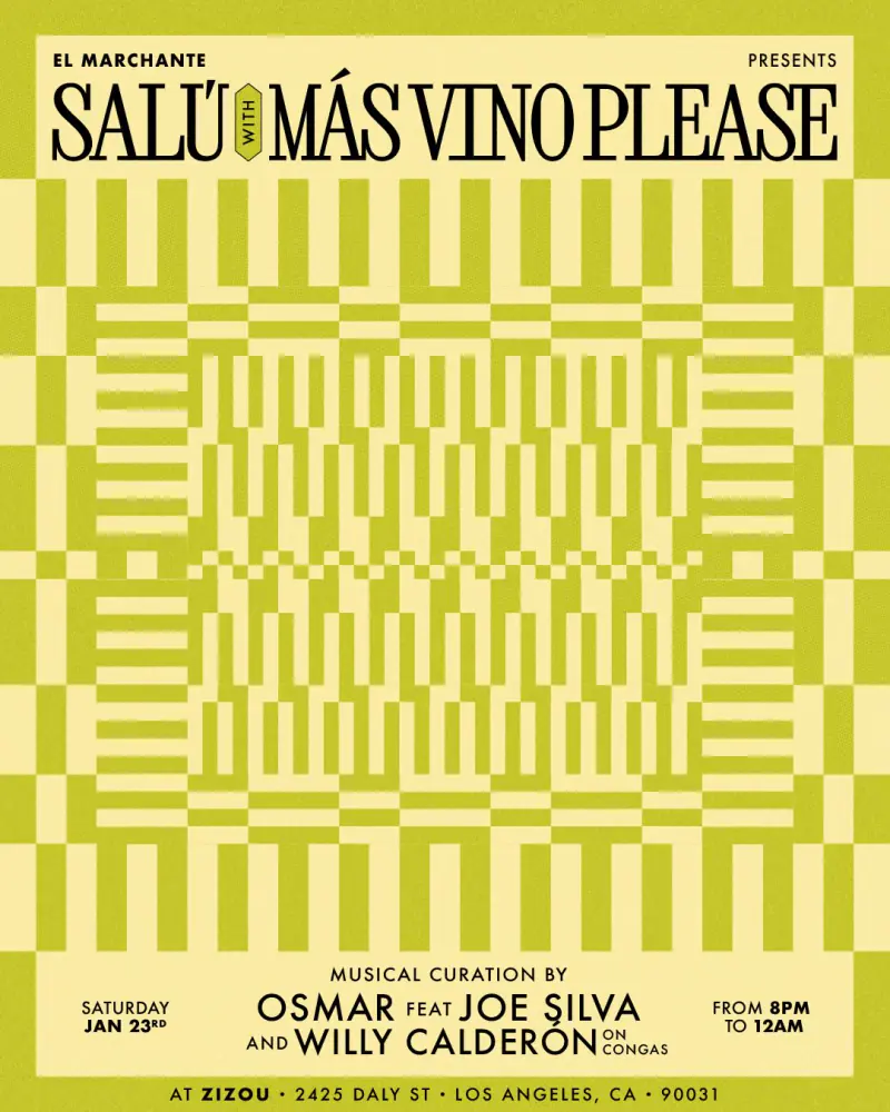 Flyer for SALÚ with Más Vino Please by CRINI