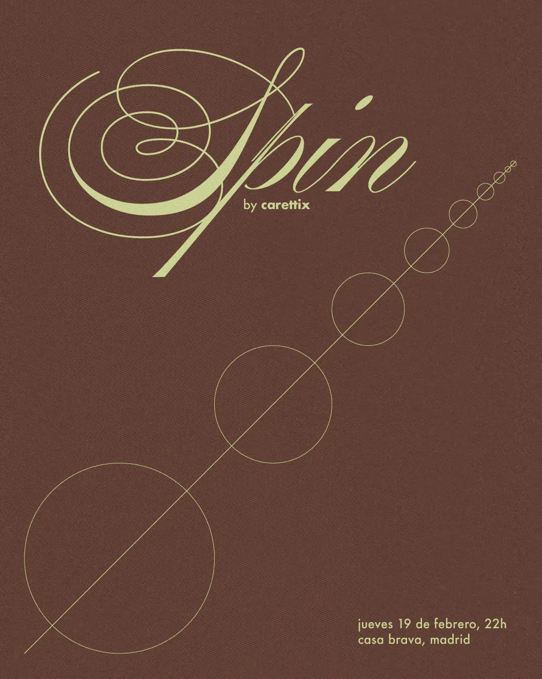 Flyer for SPIN Vol.4 by CRINI, brown version with a descending line of circles