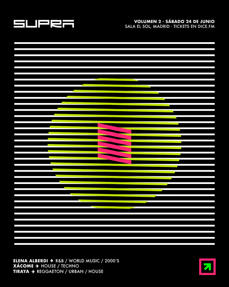 Flyer for SUPRA Vol.2 at Sala El Sol, Madrid by CRINI